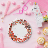 水彩オレンジ色の花 ペーパープレート (パーティー)