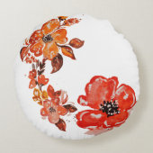 水彩オレンジ色の花 ラウンドクッション (裏面)