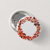 水彩オレンジ色の花 缶バッジ (正面&裏面)