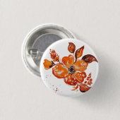 水彩オレンジ色の花 缶バッジ (正面&裏面)