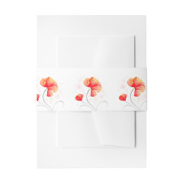 水彩オレンジ色の赤い野結婚花の帯 招待状ベリーバンド