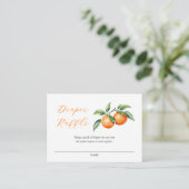 水彩オレンジ色の赤ちゃんシャワーおむつラッフル エンクロージャーカード (スタンド正面)