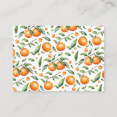 水彩オレンジ色の赤ちゃんシャワーおむつラッフル エンクロージャーカード (裏面)