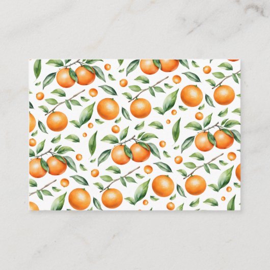 水彩オレンジ色の赤ちゃんシャワーおむつラッフル エンクロージャーカード (裏面)