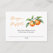 水彩オレンジ色の赤ちゃんシャワーおむつラッフル エンクロージャーカード (正面)