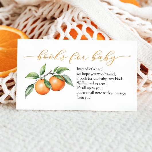 水彩オレンジ色の赤ちゃんシャワーベビー エンクロージャーカード