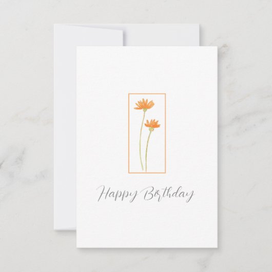 水彩オレンジ色デイジー カード (正面)