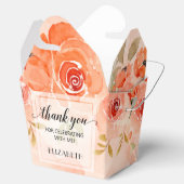 水彩オレンジ色フローラパーティー フェイバーボックス (オープン)