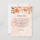 水彩オレンジ花のウェディングシャワー サンキューカード (正面)