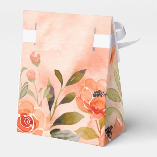 水彩オレンジ花のウェディングシャワー フェイバーボックス (裏面サイド)