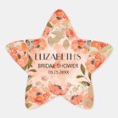 水彩オレンジ花のウェディングシャワー 星シール (正面)