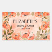 水彩オレンジ花のブライダルシャワー 長方形シール (正面)