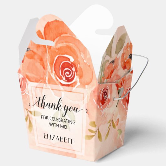 水彩オレンジ花のPartyセット フェイバーボックス (オープン)