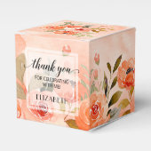 水彩オレンジ花柄スクエアパーティーファボリーボックス フェイバーボックス (正面サイド)