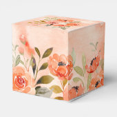 水彩オレンジ花柄スクエアパーティーファボリーボックス フェイバーボックス (裏面サイド)