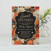 水彩オレンジ茶色の紅葉 スイートシックスティーン 招待状 (スタンド正面)