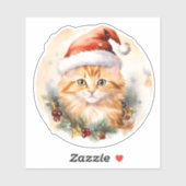 水彩オレンジ虎猫かわいいクリスマスキャットホリデー シール (シート)