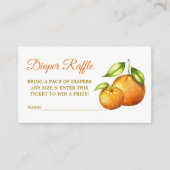 水彩オレンジ赤ちゃんシャワーおむつラッフル エンクロージャーカード (正面)