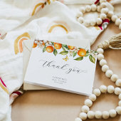 水彩オレンジ赤ちゃんシャワーサンキューカード サンキューカード