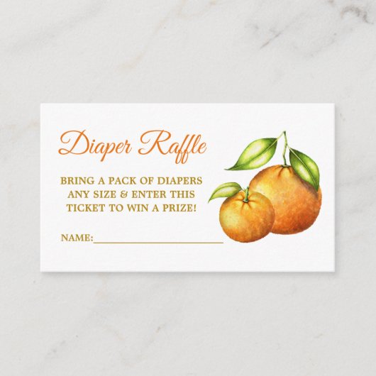 水彩オレンジ赤ちゃんシャワードットオムツラッフル エンクロージャーカード (正面)