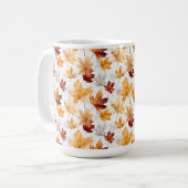 水彩オレンジ赤色ホワイト秋紅葉 コーヒーマグカップ (正面左)