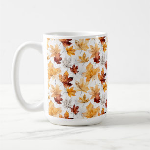 水彩オレンジ赤色ホワイト秋紅葉 コーヒーマグカップ