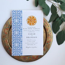 水彩オレンジ青タイル メディテラニアン ウェディング