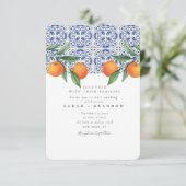 水彩オレンジ青タイル メディテレーニア ウェディング 招待状 (スタンド正面)