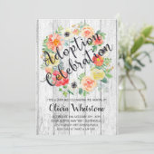 水彩オレンジ＆イエローのリース 養子縁組 招待状 (スタンド正面)