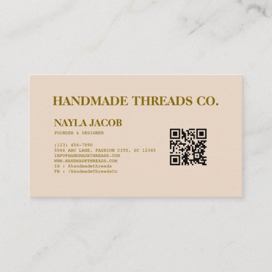 水彩オレンジ&グレー手作り服 名刺 (裏面)