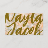 水彩オレンジ&グレー手作り服 名刺 (正面)