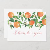 水彩オレンジ シトラス 花 お礼 ポストカード (正面/裏面)