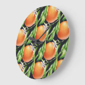水彩オレンジ: シームレスなパターン ラージ壁時計 (傾斜)