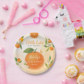 水彩オレンジ&フラワーベビーシャワー ペーパープレート (パーティー)