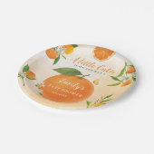 水彩オレンジ&フラワーベビーシャワー ペーパープレート (アングル)