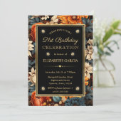 水彩オレンジ ブラウン 紅葉 21歳の誕生日 招待状 (スタンド正面)