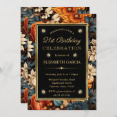 水彩オレンジ ブラウン 紅葉 21歳の誕生日 招待状 (正面/裏面)