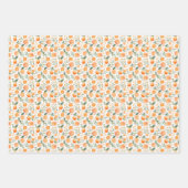 水彩オレンジ＆ホワイトの葉 ラッピングペーパーシート (正面)