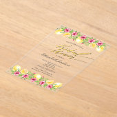 水彩オレンジ レモン イエロー ブライダルシャワー アクリル招待状 (レイダウン)