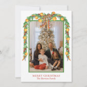 水彩オレンジBowガーランドクリスマスフォト シーズンカード (正面)