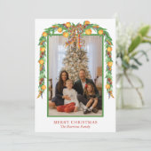 水彩オレンジBowガーランドクリスマスフォト シーズンカード (スタンド正面)