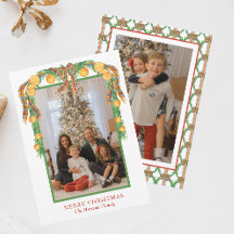 水彩オレンジBowガーランドクリスマスフォト