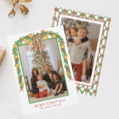 水彩オレンジBowガーランドクリスマスフォト シーズンカード