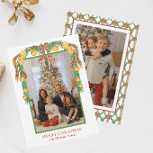 水彩オレンジBowガーランドクリスマスフォト シーズンカード