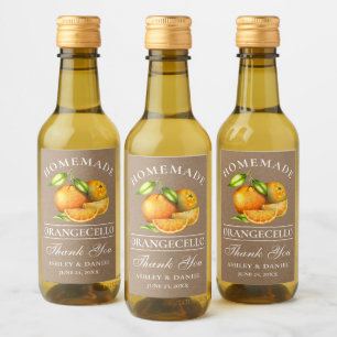 水彩オレンジOrangecello'結婚Kraft Mini ワインラベル