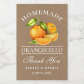 水彩オレンジOrangecello'結婚Kraft Mini ワインラベル (シングルラベル)