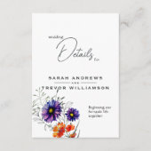 水彩オレン鮮やかジと紫の野花 エンクロージャーカード (正面)