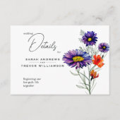 水彩オレン鮮やかジと紫の野花 エンクロージャーカード (正面)