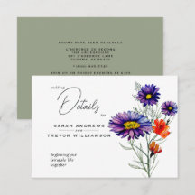 水彩オレン鮮やかジと紫の野花