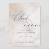 水彩オンクラウド9誕生日 招待状 (正面/裏面)